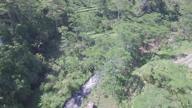 Flying Over Ayung River In Karangasem Bali Indonesia. Part 2