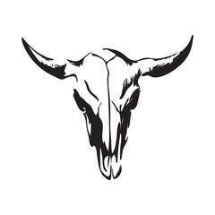 Hand drawn bison skull. Buffalo cranium vector illustration. Black isolated on white background © Ekaterina