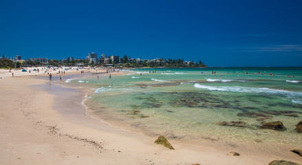 CALOUNDRA, AUS - Nov 04 2018: Hot sunny day at Kings Beach Calundra, Queensland
