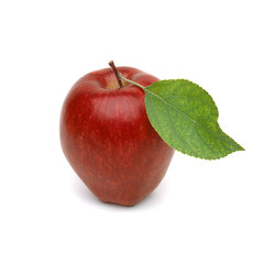 Red whole organic apples isolated on white background