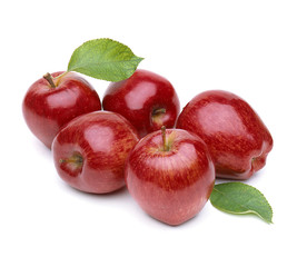 Fototapeta na wymiar Red whole organic apples isolated on white background