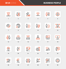Business People Flat Line Web Icon Concepts