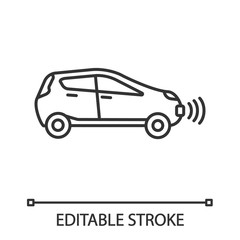 Smart car in side view linear icon