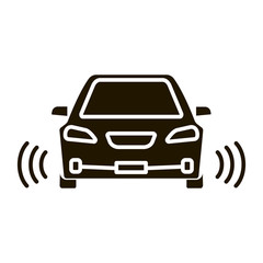 Smart car in front view glyph icon