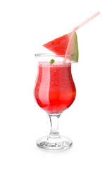 Fresh summer cocktail in glass on white background