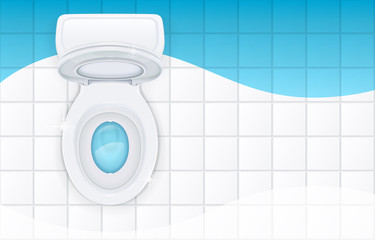 Toilet bowl with open cover for water closet. Top view sanitary