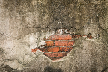 Background and texture of crack cement and brick wall.