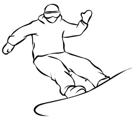 Black Snowboarder Flat Icon on White Background
