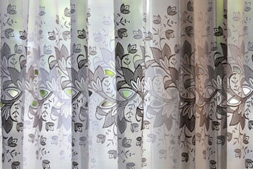 Curtain of transparent tulle. Sheer curtain window tulle.