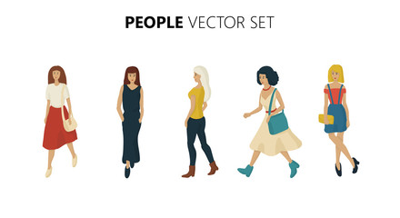 Obraz premium Woman vector illustration. Cartoon style set. Fashion