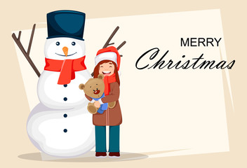Merry Christmas greeting card, poster or banner