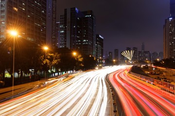 Night highway cars' lights