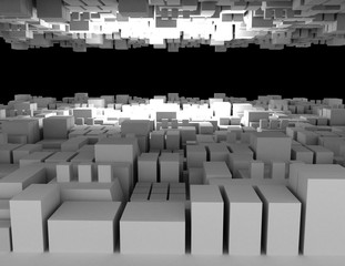 abstract cubes background city 3d. 3d rendered illustration