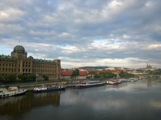 Fototapeta premium Panorama view of river part of Prague