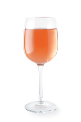 Glass of tasty wine on white background