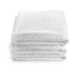 Towels on white background