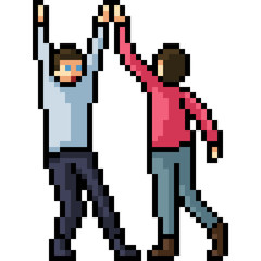 Obraz premium vector pixel art man high five