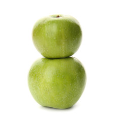 Ripe tasty apples on white background