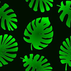 Tropical palm leaves, jungle leaves seamless vector floral pattern background