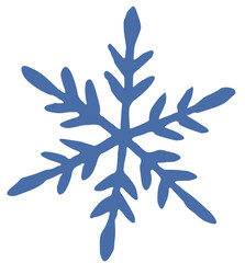 Blue Snowflake Flat Icon on White Background