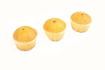 tasty muffin cakes, isolated on white background.