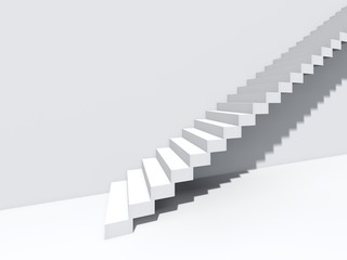 Conceptual stair on wall background building or architecture as metaphor to business success, growth, progress or achievement. 3D illustration of creative steps riseing up to the top as vision design