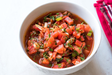 Turkish Juicy Tomato Salad Bostana for Kebab made with Onions, Parsley and Lemon Juice from Sanliurfa / Urfa from Turkey