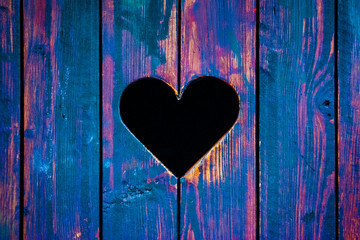 Architecture detail - love Valentines heart wooden frame with copy space.