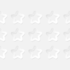 Stars. Seamless pattern. White geometric 3D shapes on white background. Can be used for wallpaper, textile, invitation card, wrapping, web page background.