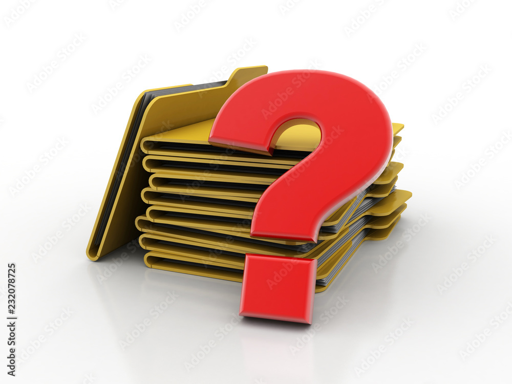 Poster 3d rendering file folder with question symbol