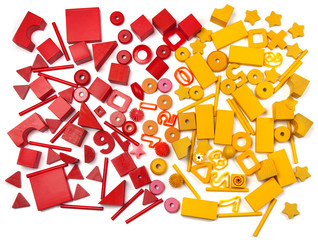 many red and yellow toys