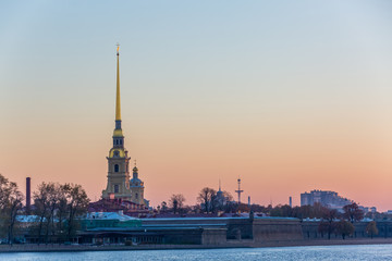 Peter and Paul fortress at morning in Saint Petersburg, St. Petersburg, Russia.