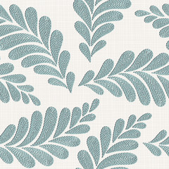  Embroidery floral seamless pattern on linen cloth texture - 232081172