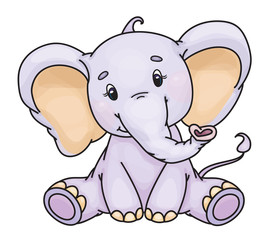Vector cute baby elephant.