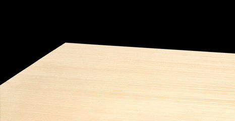 Perspective view of wood or wooden table corner on white background