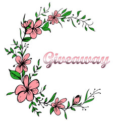 Hand drawn illustration - wreath with flowers and leaves. Invitations, greeting cards, giveaways, quotes, tattoo, textiles, posters.