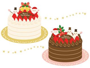 クリスマス素材5　ケーキ　セット