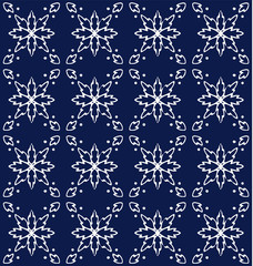 Indigo blue hand drawn vector seamless pattern. Porcelain - style surface design for fabric, wrapping paper or backdrop.