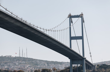 Bosphorus Bridge in a sunny day on the Shore line of istanbul