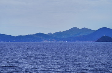 Elba Island from the ferry, Tuscany, Italy