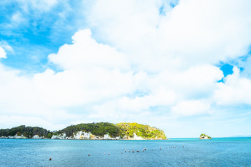 A beautiful beach along the coastline in Abel Tasman National Park, South Island, New Zealand.