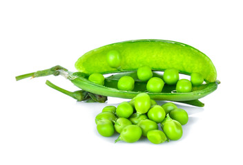 Peas green beans isolated on white background