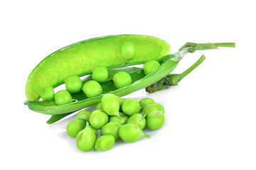 Peas green beans isolated on white background
