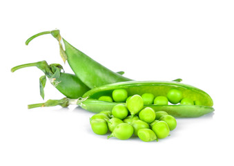 Peas green beans isolated on white background