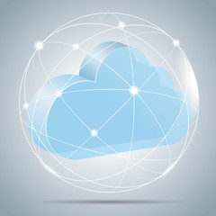 Fototapeta premium Cloud computing concept design. The background is gray. 