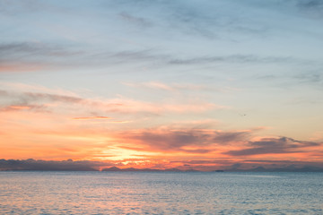Beautiful sunrise and dusk scene over the sea in the morning.