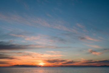 Beautiful sunrise and dusk scene over the sea in the morning.