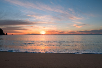 Beautiful sunrise and dusk scene over the sea in the morning.
