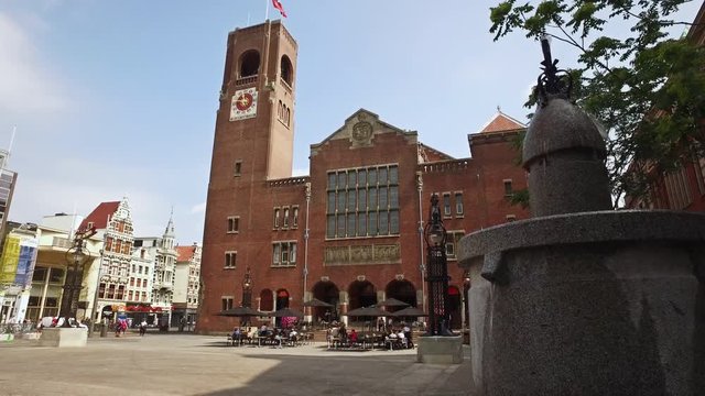 The old stock exchange building, Beurs of Berlage, nearby the Dam in Amsterdam