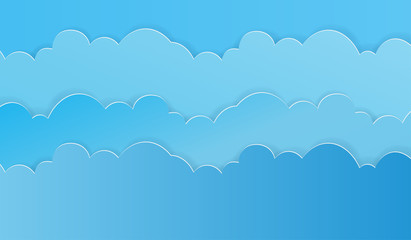 Paper art of sky and clouds background. Vector illustration
